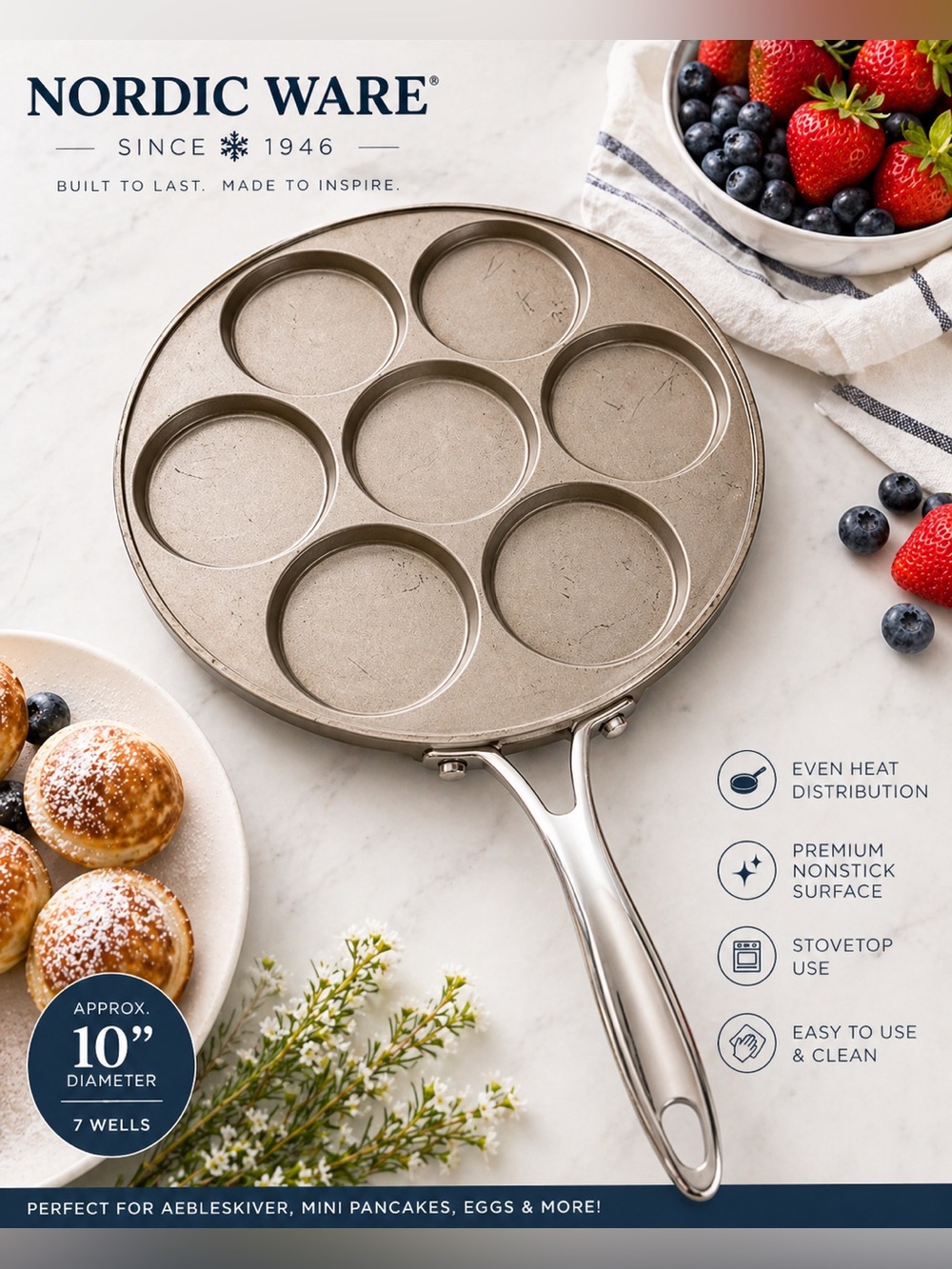 Nordic Ware Silver 7-Well Aebleskiver Pan